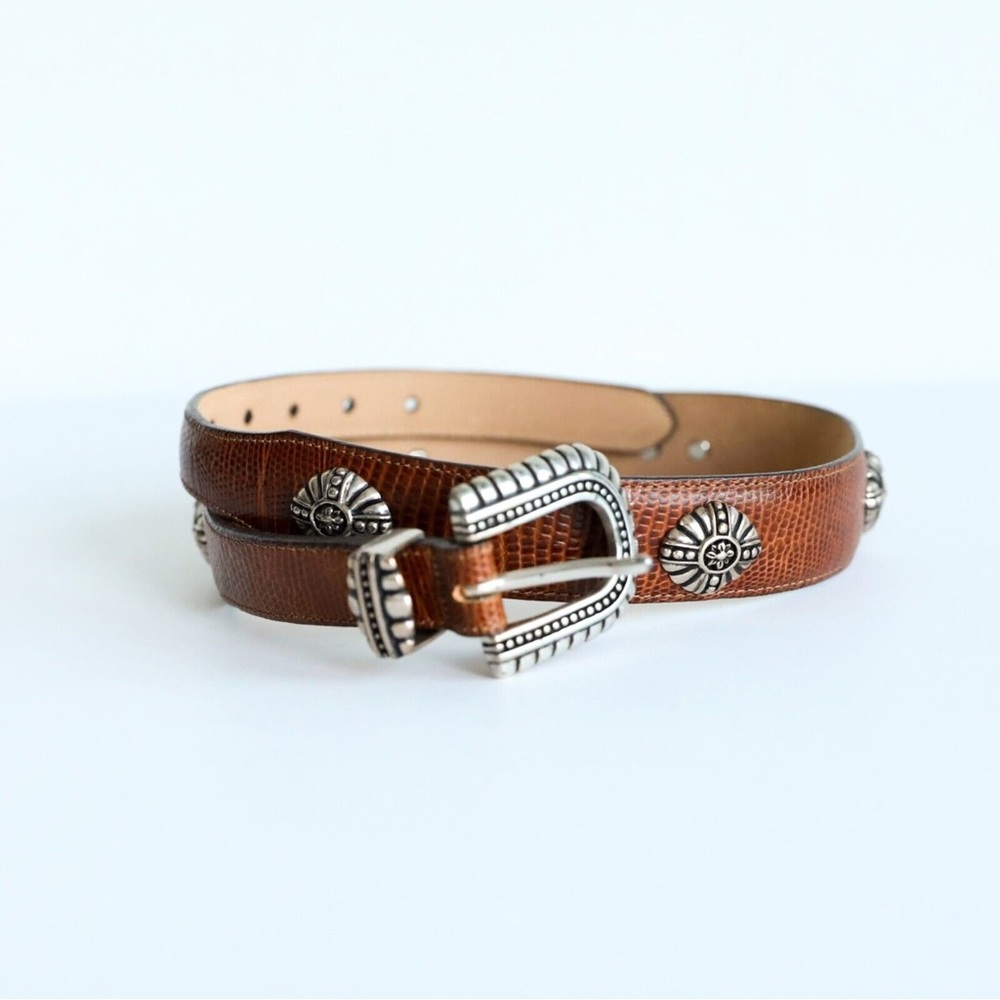 Brighton vintage leather belt boho gipsy festival bohemian brown embellished 90s